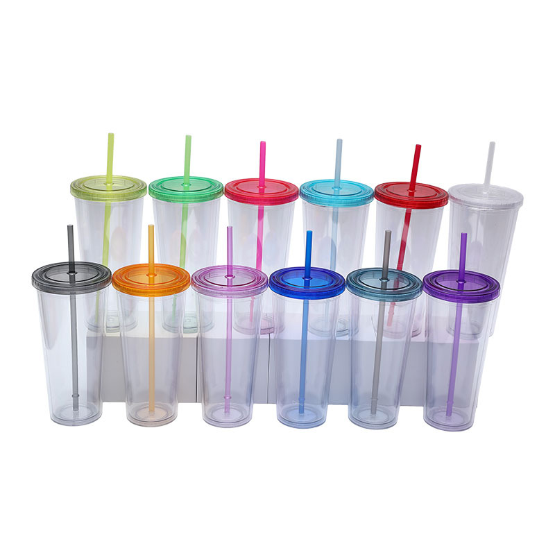 Factory direct supply 24oz plastic straw cup, creative transparent cold drink cup, logo printing color water cup available upon request full figure