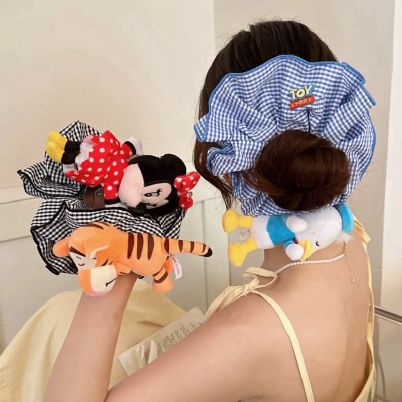 Headwear: ins headband for girls, cute Donald Duck rubber band for girls, ponytail hair tie, large intestine hair band, doll hair band for girls Specification drawing