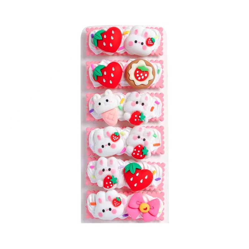 Children's hairpin cream gel diy material kit, handcrafted hairpin clips, straight clips, parent-child Lego head accessories Item Picture