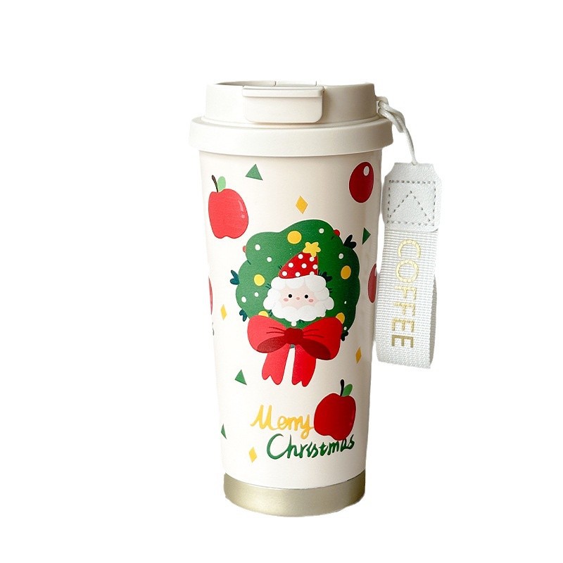 Christmas coffee cup gifts for girls, high-quality stainless steel cups, cartoon student elk insulated cups Item Picture