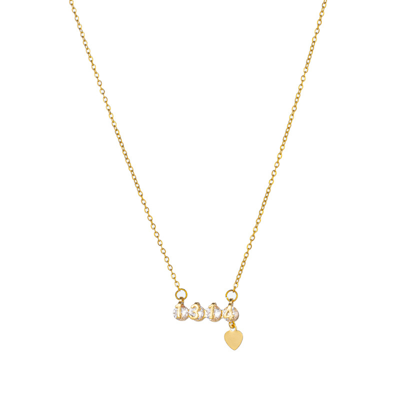 "Forever and Ever 1314 diamond-encrusted titanium steel necklace, women's heart tassel pendant, light luxury and high-end collarbone chain accessory. Item Picture
