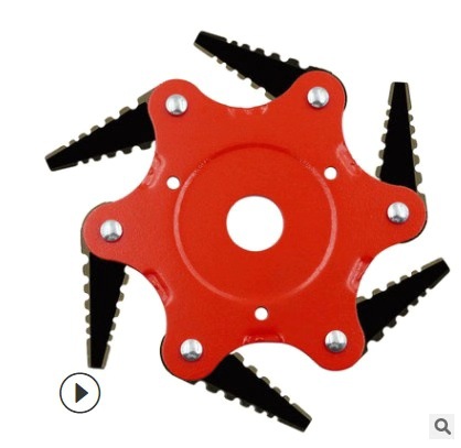 New toothed lawn mower blade, six-blade grass cutter head, six-blade cyclone blade, agricultural weeding machine parts undefined