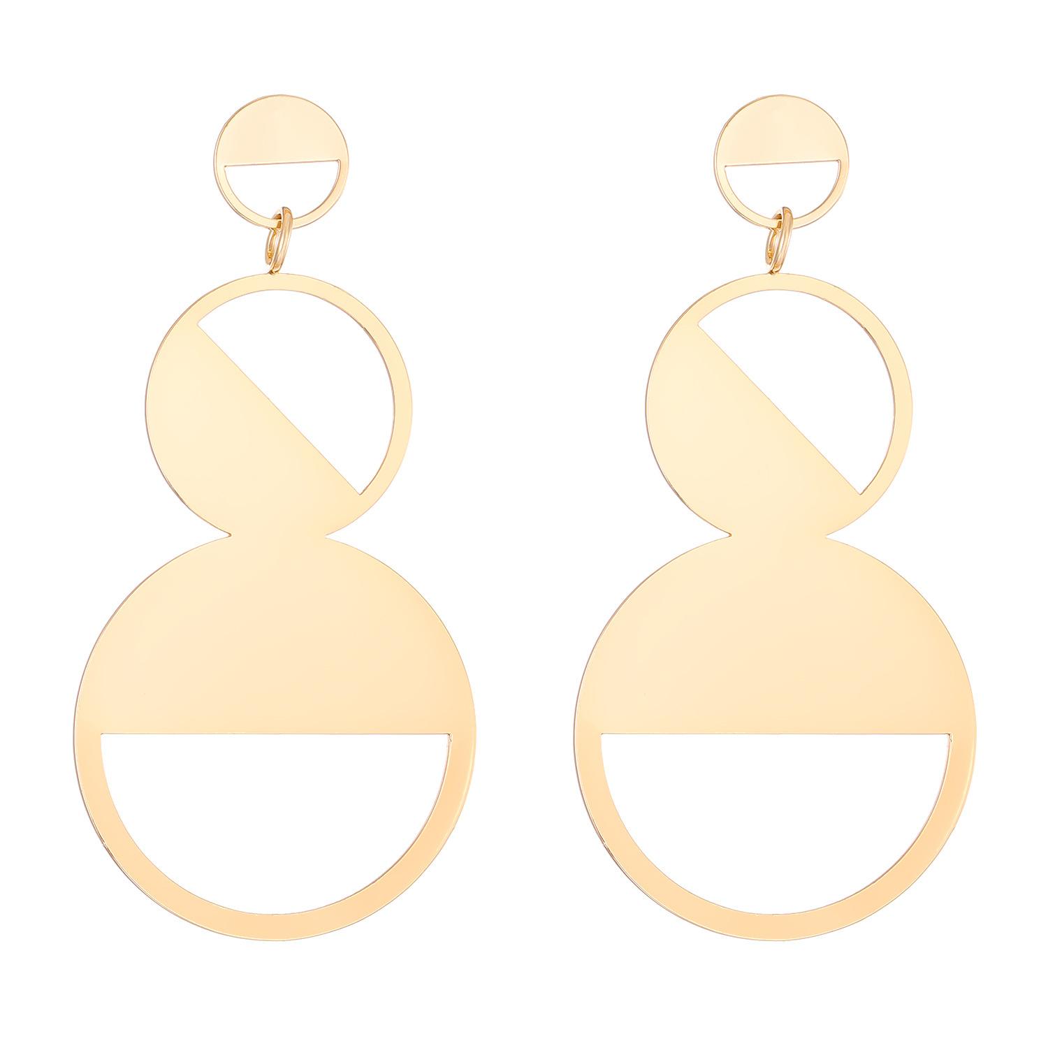 New cross-border exaggerated round earrings, women's retro design, hollowed-out semi-circular tassel stud earrings, European and American earrings Item Picture