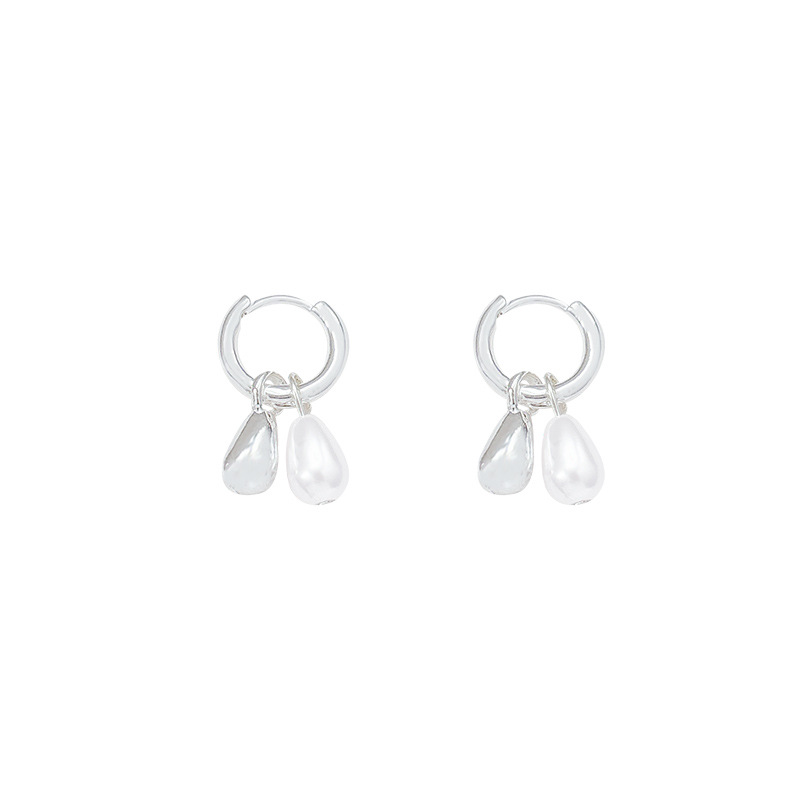 Silver teardrop pearl earrings, women's light luxury and high-end ear buckles, Internet celebrity bestsellers, niche pendants, elegant earrings and stud earrings Item Picture