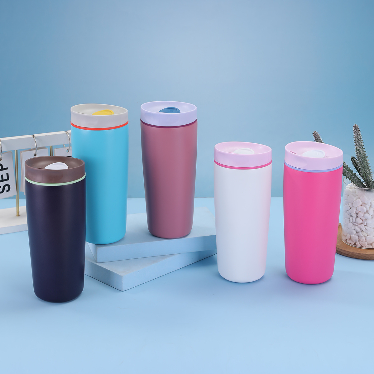 Owala-style stainless steel insulated cup, simple and fashionable coffee cup, outdoor portable and portable drinking cup Specification drawing
