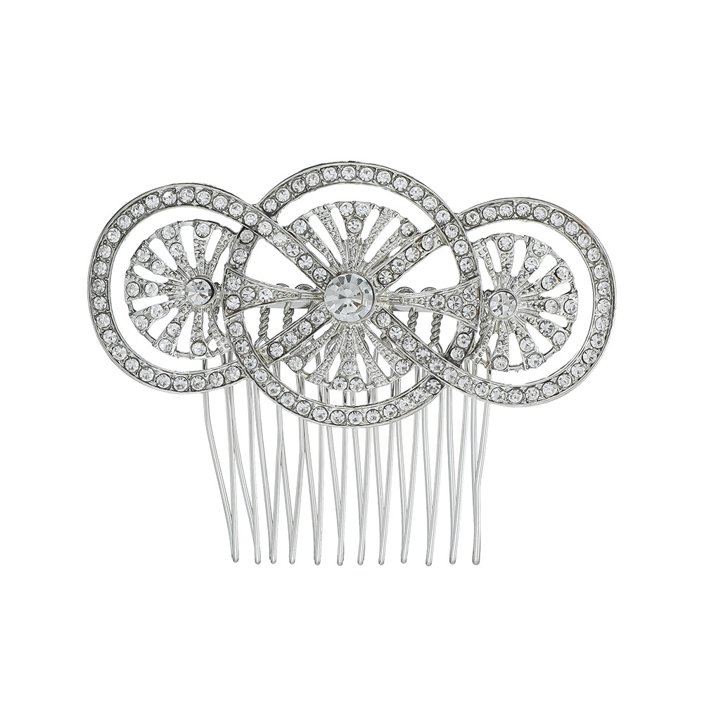 Cross-border bride accessories alloy insert comb, European and American style photo studio portrait headwear, wedding retro updo water diamond comb Item Picture