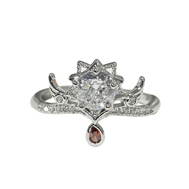 A new, niche design bow red zircon high-end ring for women, adjustable and versatile, light luxury and exquisite ring Item Picture