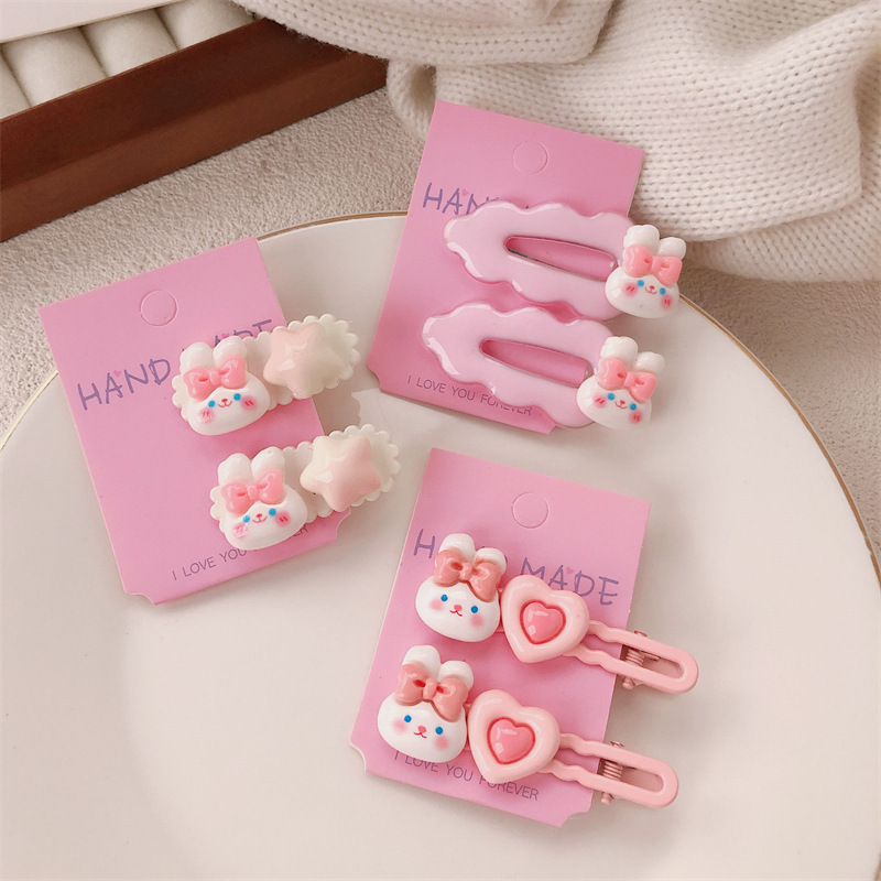 Cute cartoon pink children's hair clips, girls' bangs clips, broken hair clips, girls' forehead clips, hair clip clips are sold at a stall Specification drawing