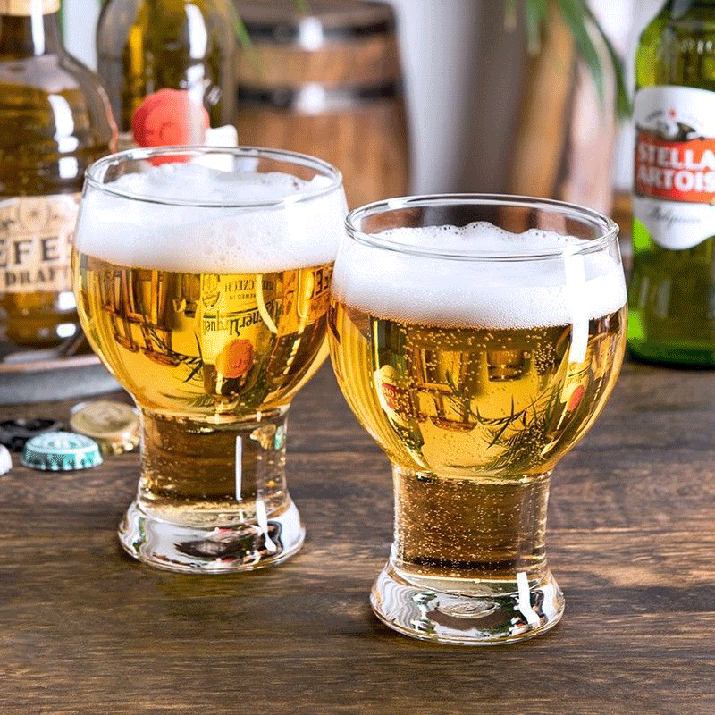 Wholesale of Amazon beer mugs, creative craft glass wine glasses, large-capacity household glass beer cups with large bellies, cross-border full figure