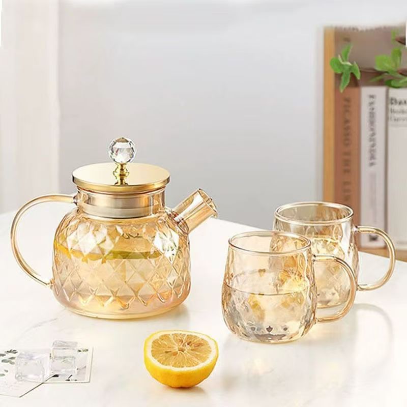 Heat-resistant glass cooling water bottle, high appearance level cold water bottle, refrigerator beverage pot, household large-capacity glass Lanling pot, tea set Specification drawing