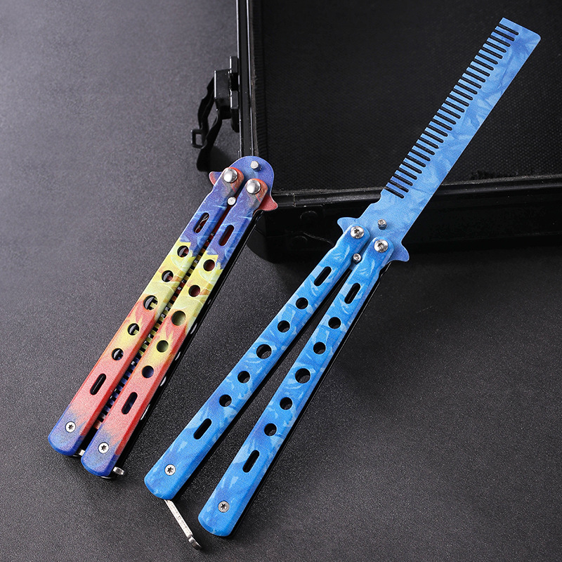 3D comb, butterfly comb, practice knife, practice comb, folding comb, the same toy as csgo game, knife swinging training tool details Picture