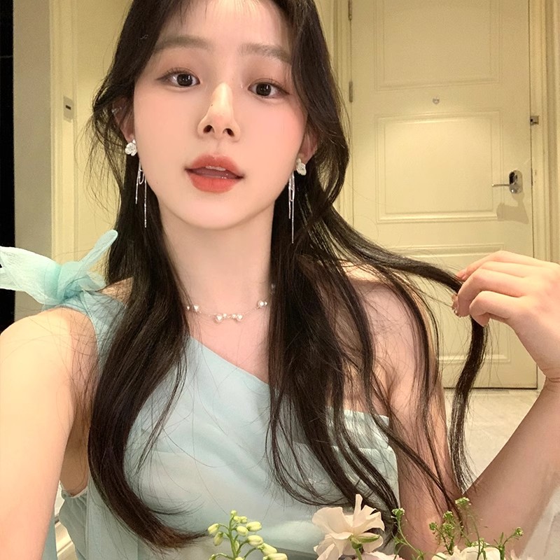 The super ethereal and sweet blue zircon camellia tassel earrings exude a high-end feminine charm and a light luxury, exquisite stud earrings Application Scenario