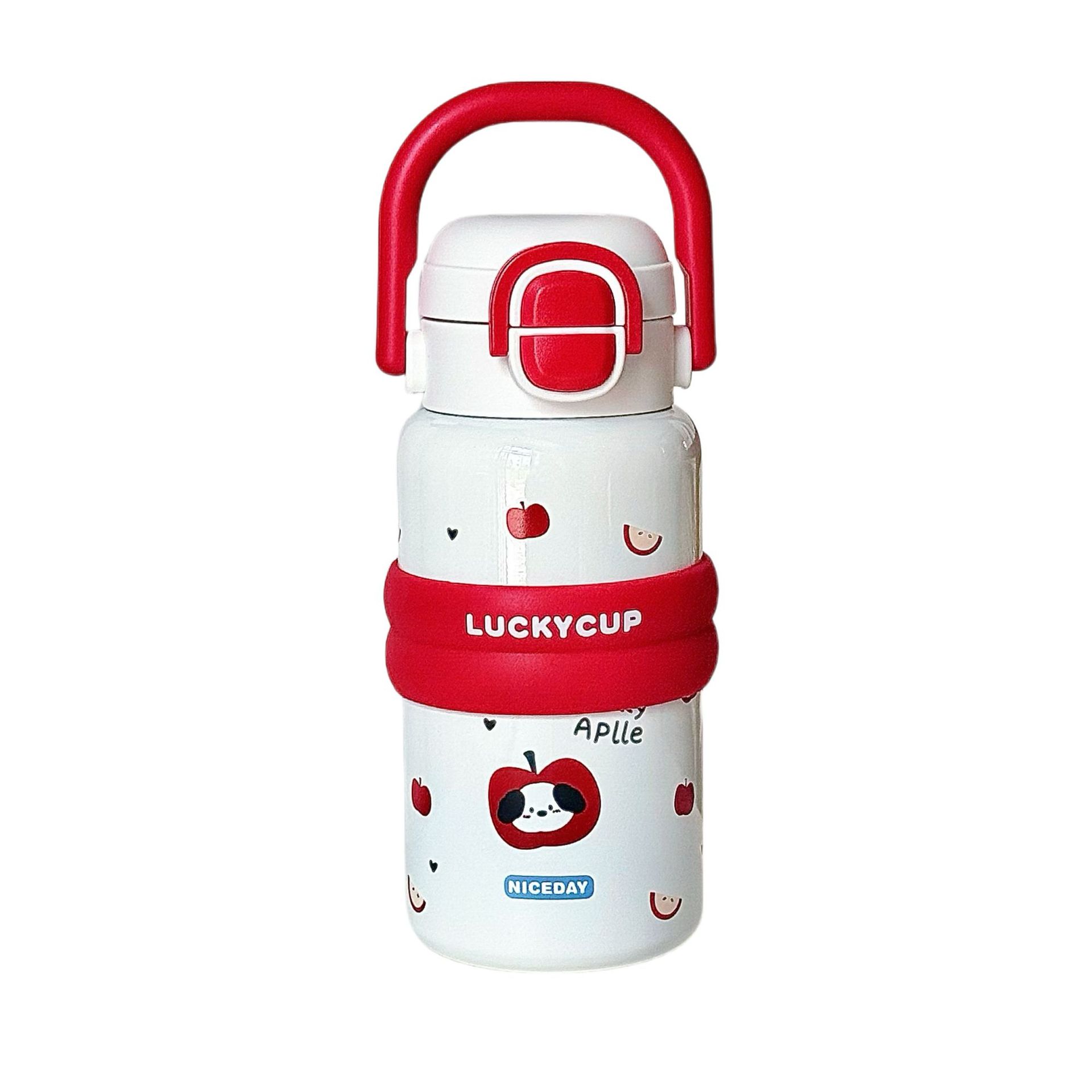 Portable children's insulated cup, high appearance level for girls, cartoon cute water bottle, portable student double-drinking stainless steel water cup Item Picture