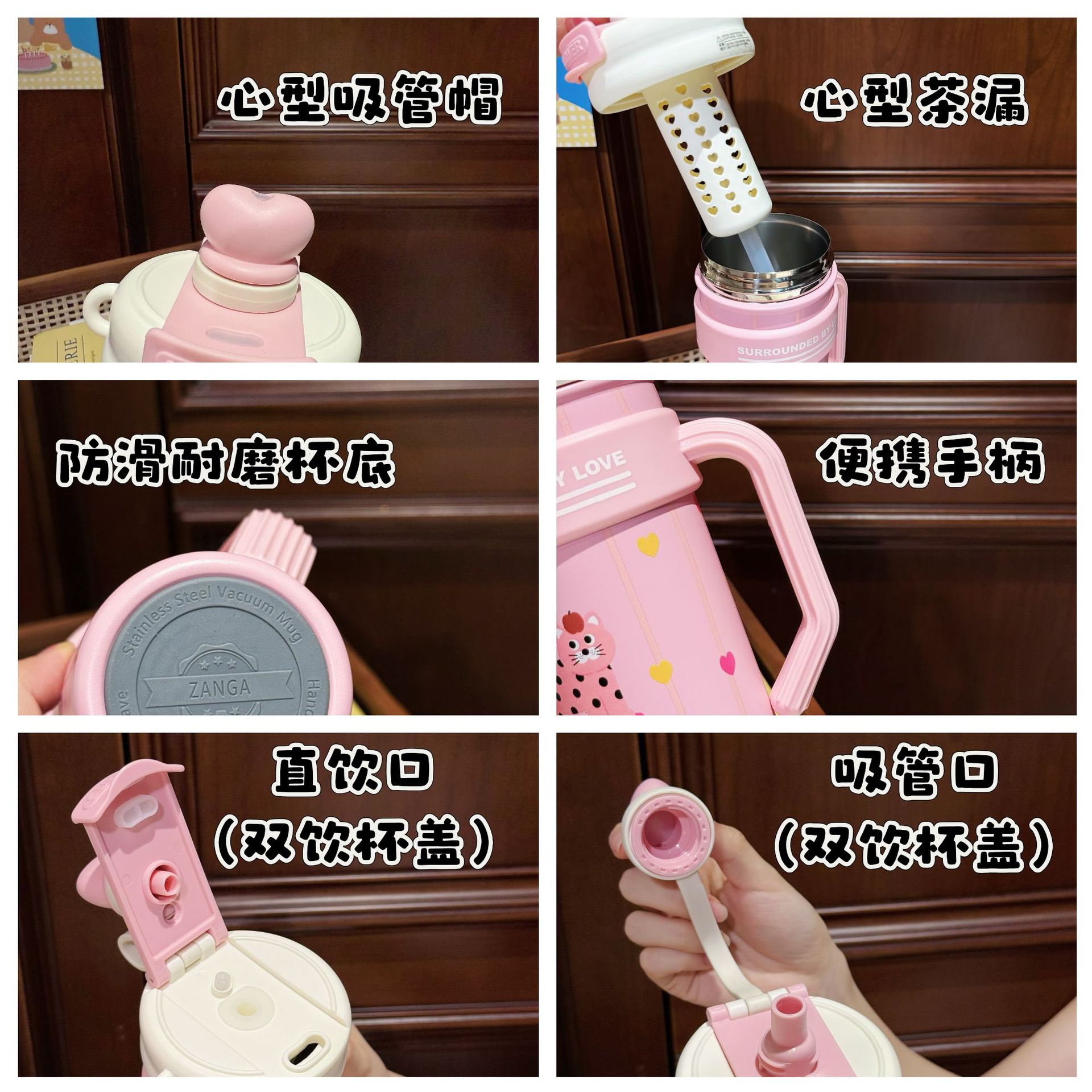 New large-capacity ice cup, high-appearation-level stainless steel cold water cup, double-drinking tea brewing with handle, girls' insulated cup Application Scenario