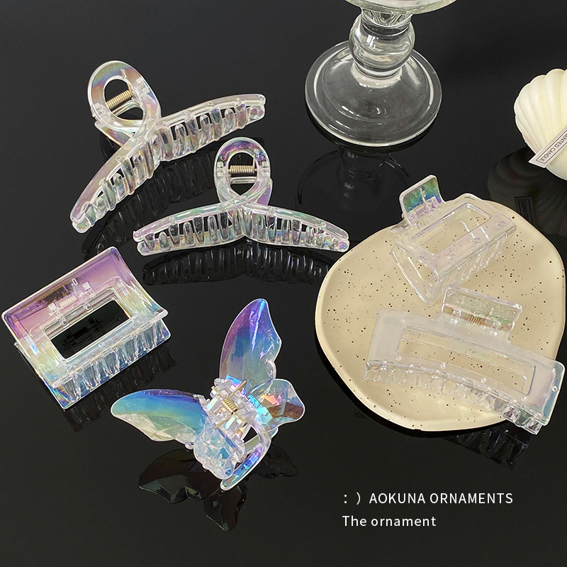 Iridic transparent mermaid girl claw clip, super ethereal style claw clip, large shark clip, hair clip, female head clip headwear Specification drawing