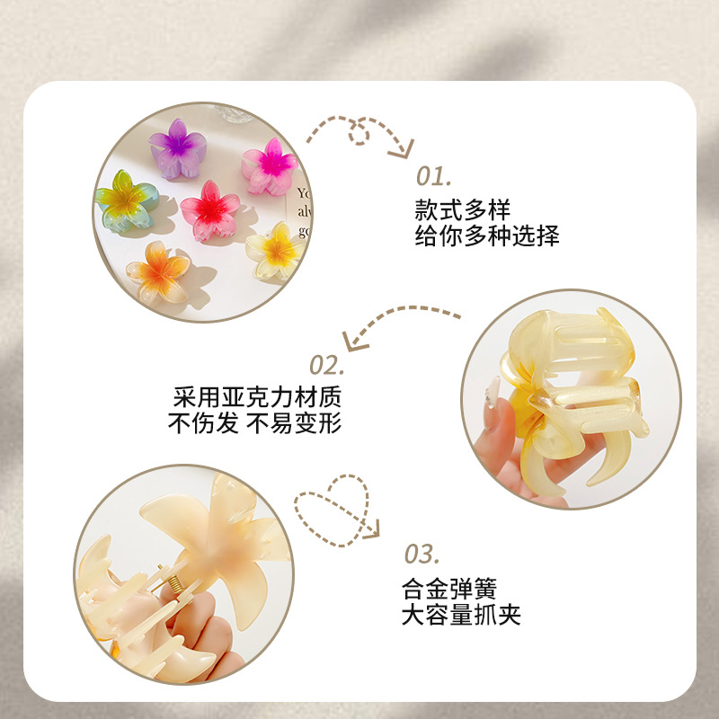 Frangipani hair clip, large hair clamp, women's back head updo, shark clip headwear, for taking photos and videos at the seaside Application Scenario