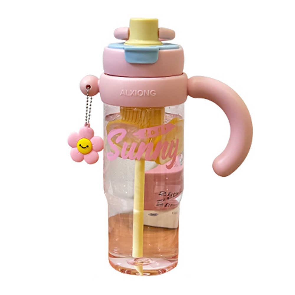 High appearance level summer ice King cup with handle, large-capacity girls' water cup, portable car double-drinking plastic straw cup Item Picture