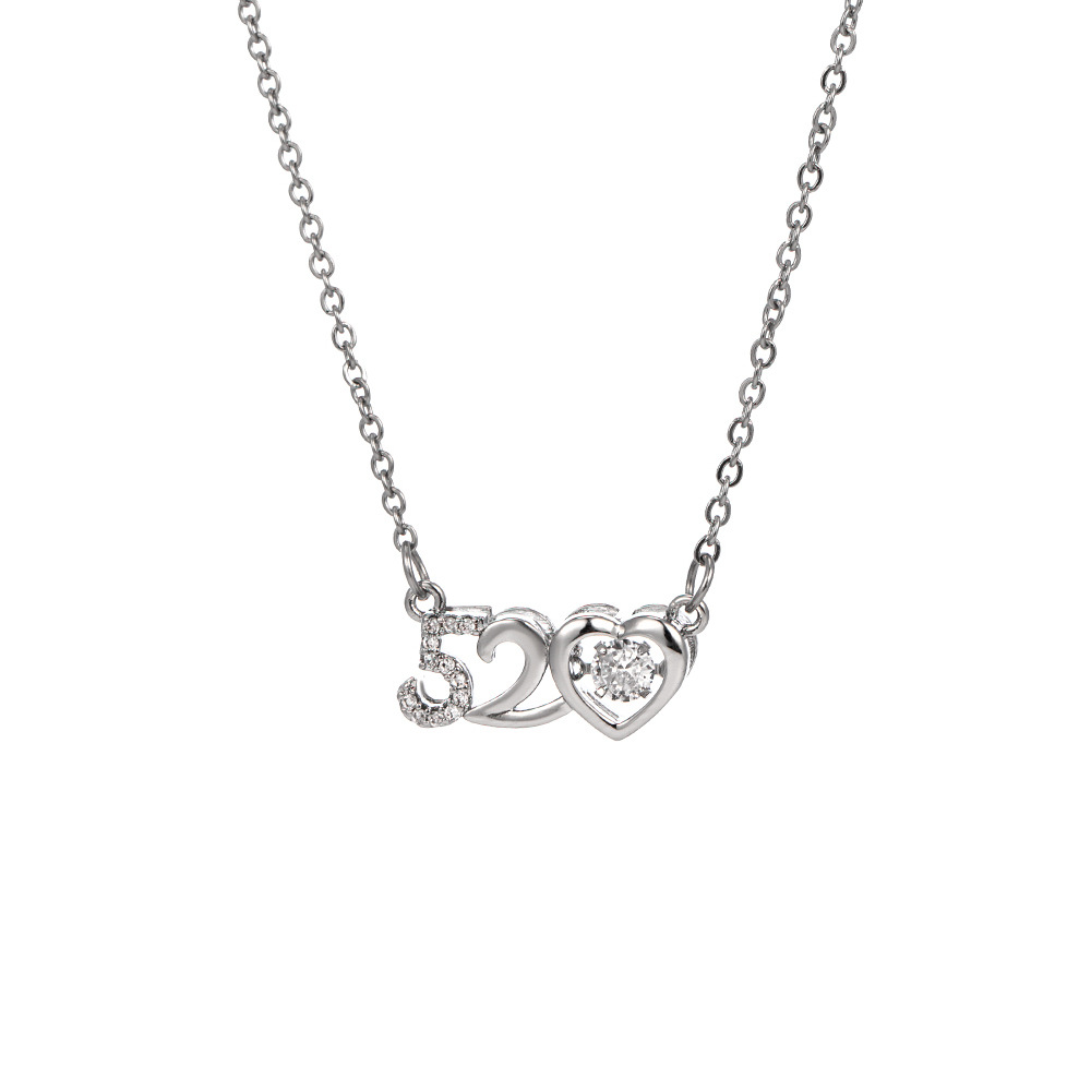 Romantic Qixi Valentine's Day 520 Pendant necklace for women, a new fashionable titanium steel collarbone chain accessory with a simple and light luxury feel Item Picture
