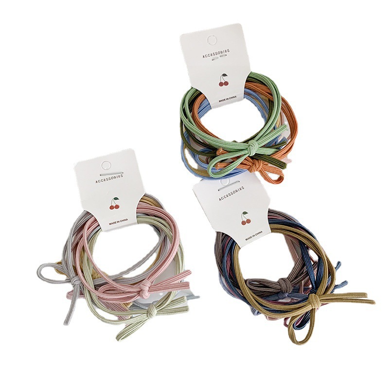 The new Korean-style simple hair tie, basic hair tie, bow hair band, candy-colored leather band, versatile and fashionable for women Item Picture