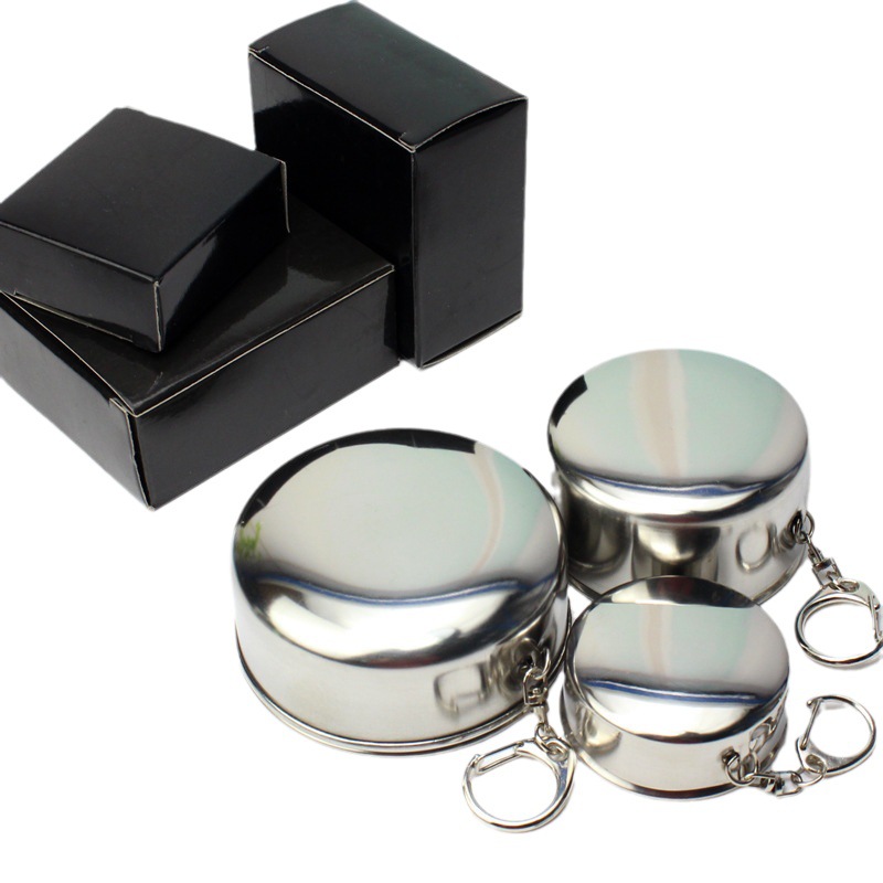 Cross-border new products: stainless steel telescopic cup, small wine glass, travel compression cup, keychain, water cup, portable cup, outdoor folding Item Picture