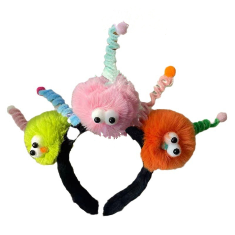Cute and funny hairball twist stick headband, ugly and adorable headwear, high head top small coal ball antenna headband, female hairpin hair accessory Item Picture