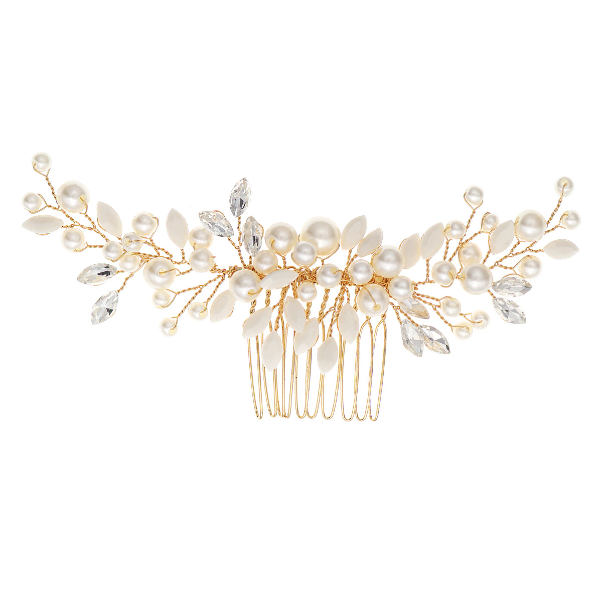 Cross-border new ancient-style elegant hair bun and comb, wedding, dance, party headwear and hair accessories, handcrafted rhinestone and pearl hair comb Item Picture