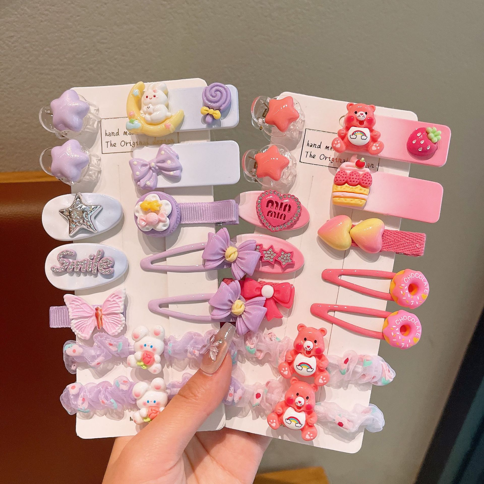 Sweet children's hair clips, super cute cartoon BB clips, cartoon hair bands, princess side clips, fairy candy-colored bangs clips full figure