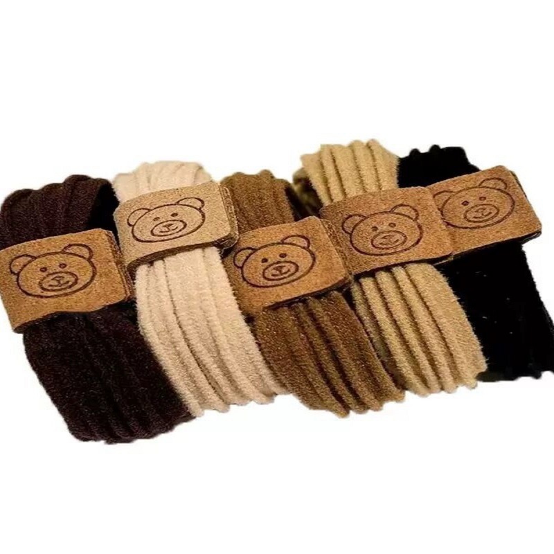 Simple, high-elasticity, seamless bear hair tie, leather band, women's hair tie, durable high ponytail headwear, hair tie and leather cover Item Picture