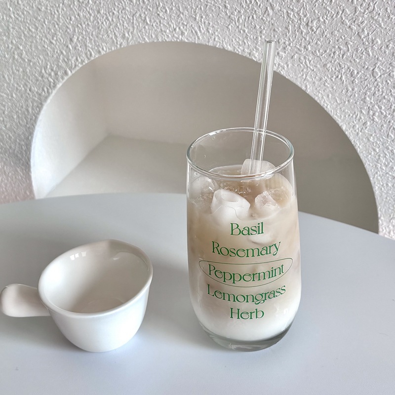Bolimei self-made Ins-style glass cups, simple letter juice cups, girls' milk cups, coffee cups, breakfast cups Specification drawing