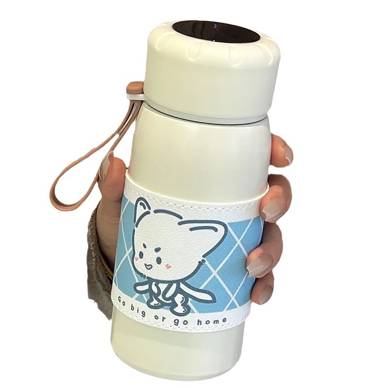 New temperature-displaying and heat-insulating cup, ins high appearance level, food-grade straw cup, portable, simple, niche and cute water cup Item Picture