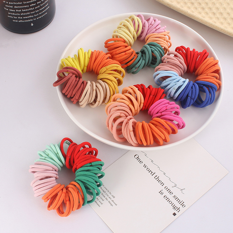 New Year's children's hair band mini rubber band, no hair damage for babies, high-elasticity rubber band, pull the rainbow hair tie details Picture