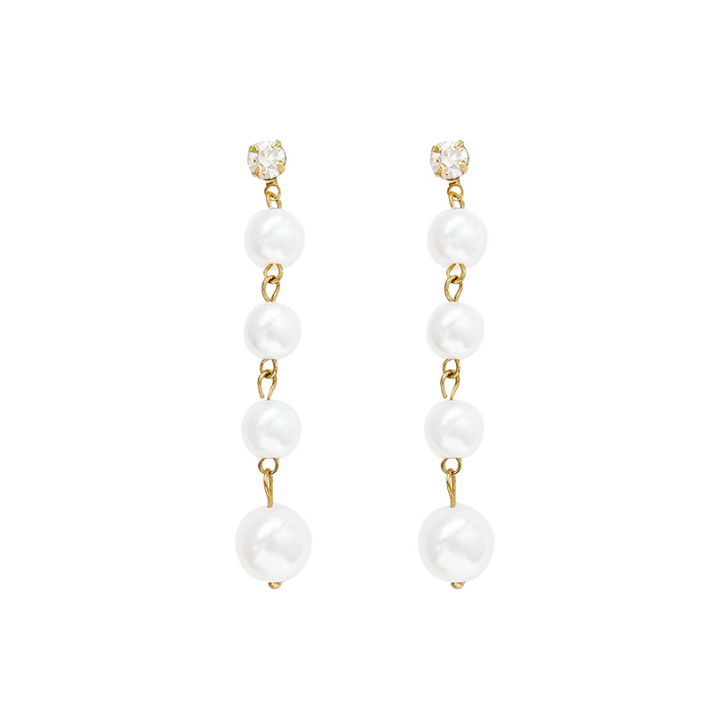 Long pearl stud earrings, exaggerated tassel earrings with a European and American style, exude a light luxury and high-end charm, and are popular earrings on the Internet Item Picture
