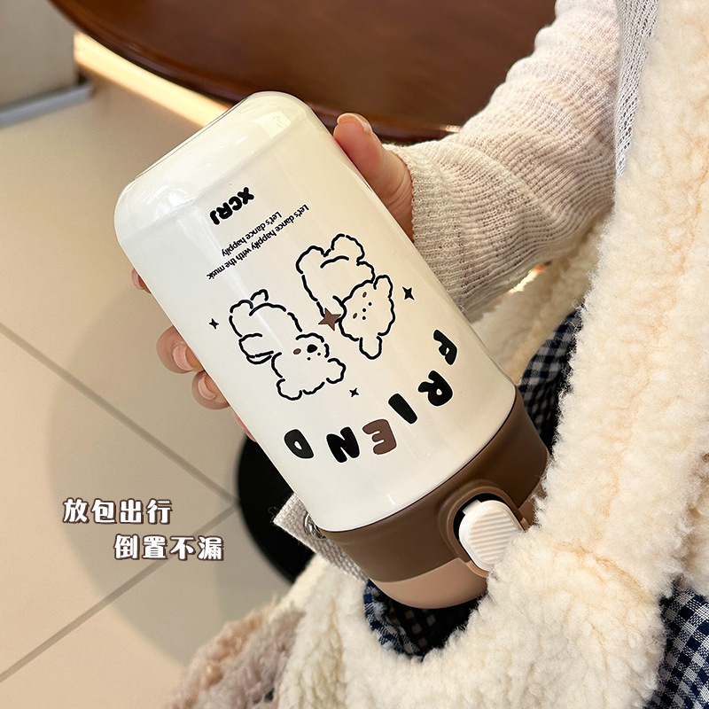 New insulated student water cup, high appearance level for girls, double-drinking coffee cup, portable straw, 304 stainless steel cup for girls Application Scenario