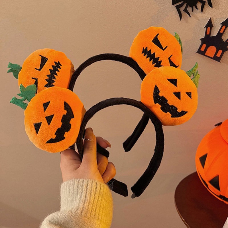 Halloween pumpkin hairband, funny and cute face-washing headband for girls, 2023 Internet celebrity festival party hairpin decoration headwear full figure