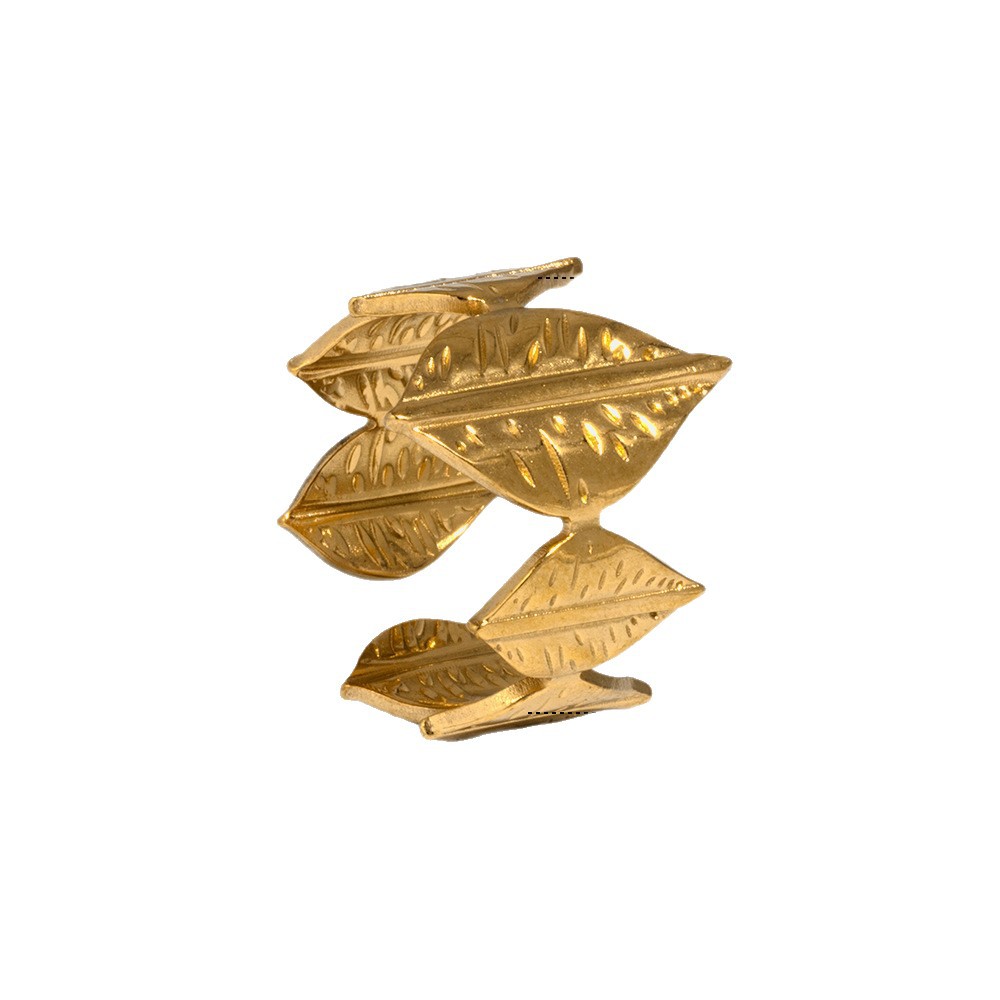 European and American style three-flower open ring, gold and silver jewelry, titanium steel three-dimensional petal, retro and fashionable accessory Item Picture