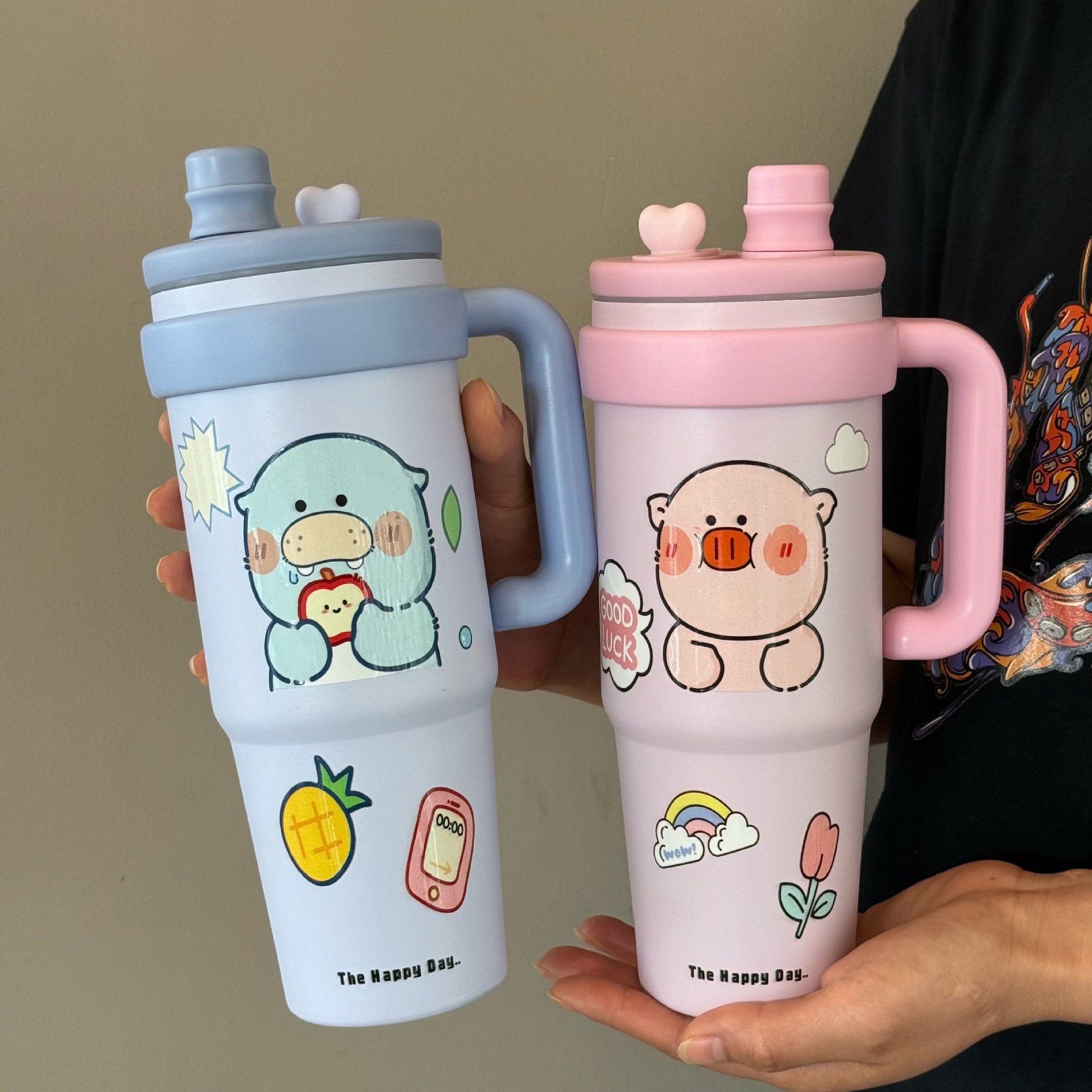 The new Beiruscartoon 316 stainless steel insulated cup is a large capacity water cup for both men and women to drink at work Specification drawing