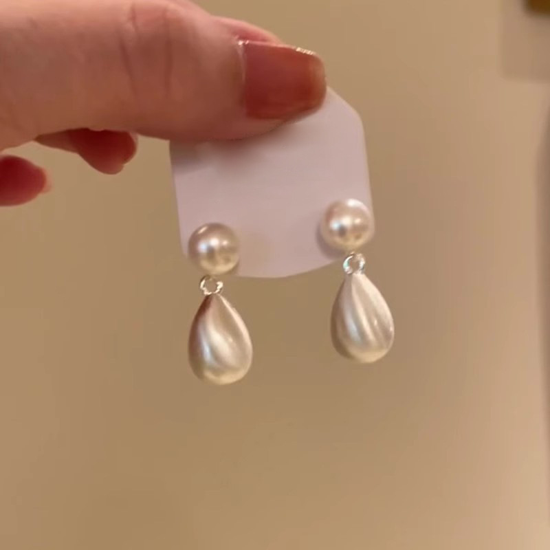 Metal brushed water drop tassel earrings 2025 new bestseller, elegant stud earrings, high-end, niche and light luxury earrings for women details Picture