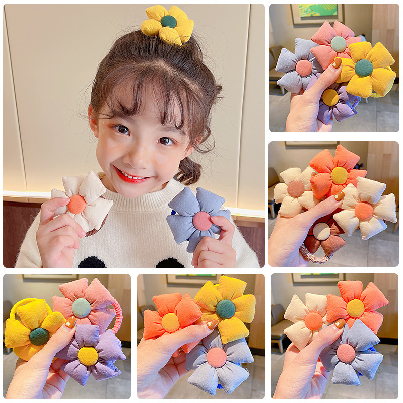 Candy-colored large flower children's hair accessory, large hair tie, popular new hair band, girls' high ponytail tied hair accessory full figure