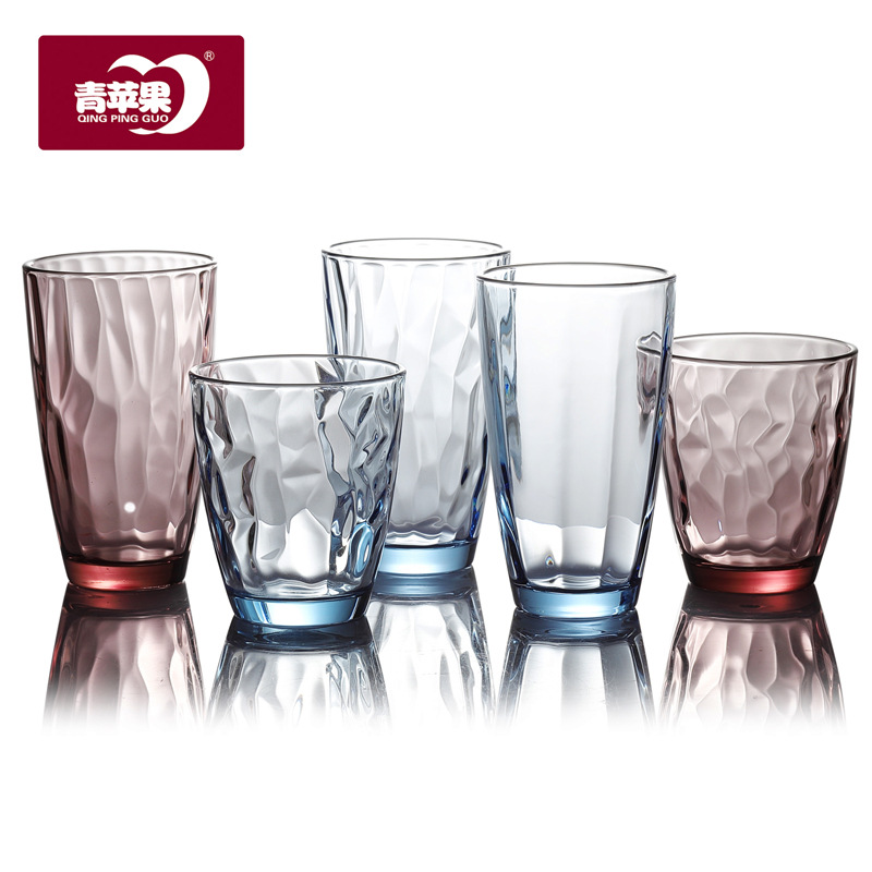 Green apple ice crack cup, colorant pair cup, hotel and guesthouse whisky glass, juice and beverage glass, household full figure