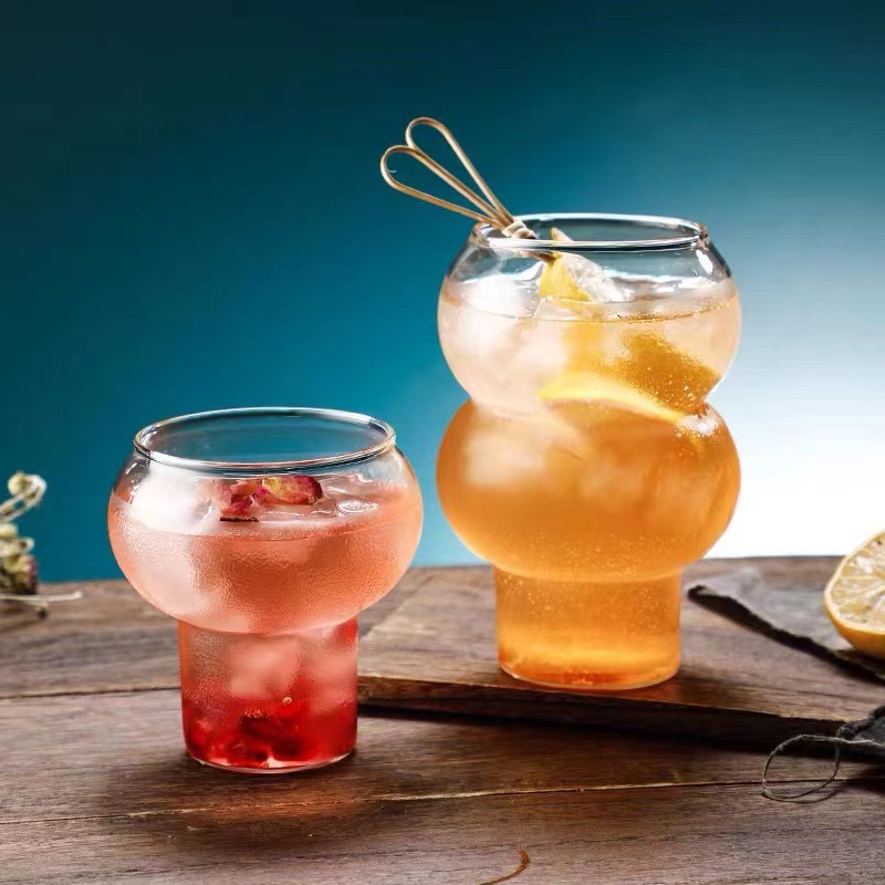 High-appearance-level glass cups, creative gourd cups, yogurt dessert cups, household women's tea milk cups, ins style wholesale details Picture
