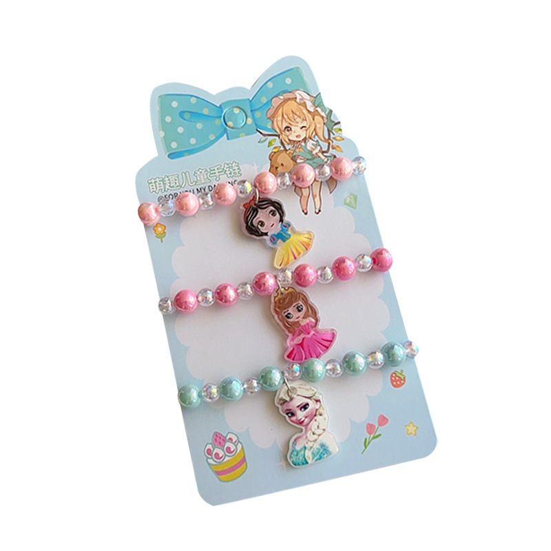 Children's bracelet and jewelry set, cute cartoon beaded bracelet, ice princess bracelet, birthday gift for little girls Item Picture