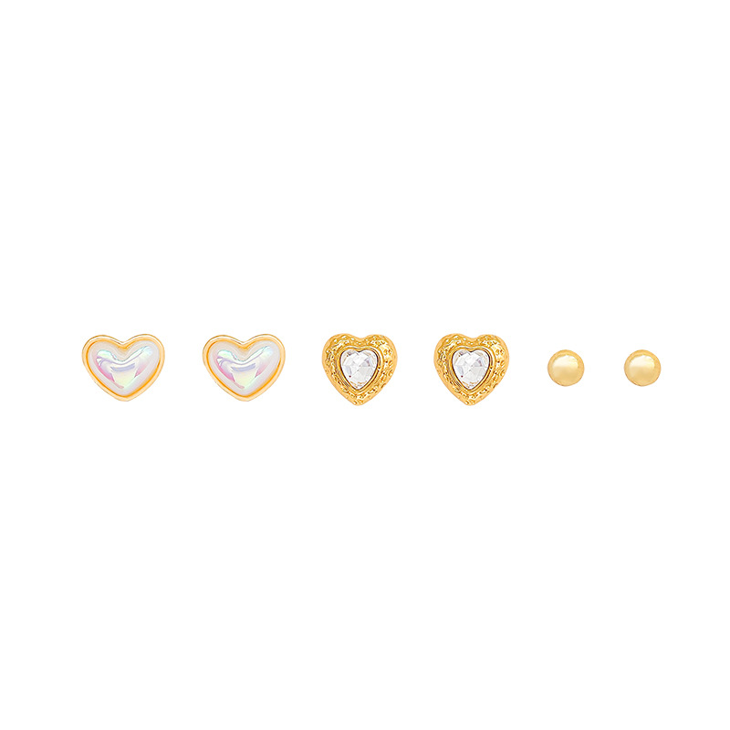 Korean-style high-end heart-shaped set earrings for women's autumn and winter, versatile and unique, simple earrings wholesale Item Picture