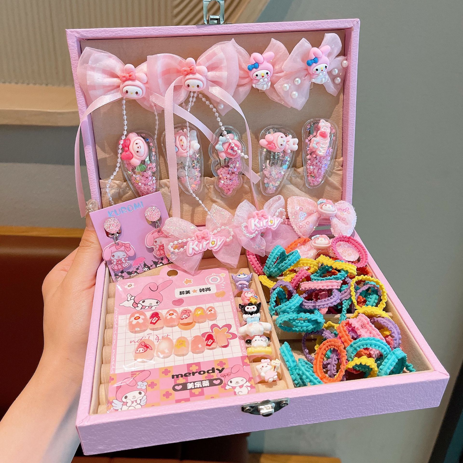 Beautiful gift box for Children's Day on June 1st, hair accessory set, princess headwear, little girl hair clips, baby hair ties, girls' hair clips details Picture