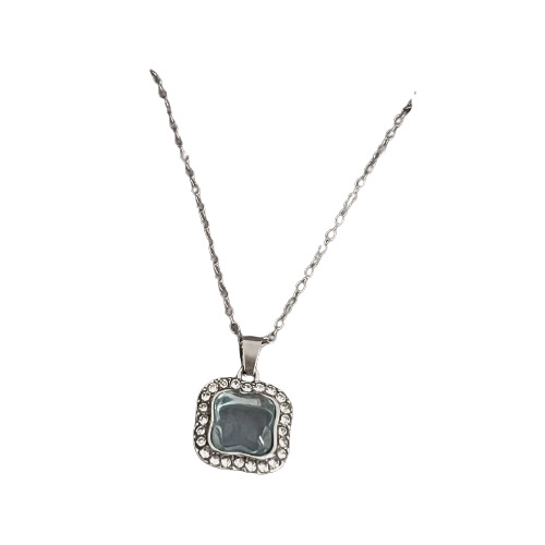 The 2024 new water blue zircon necklace is a unique and cool design for women's Korean ins earrings and pendant on the collarbone Item Picture