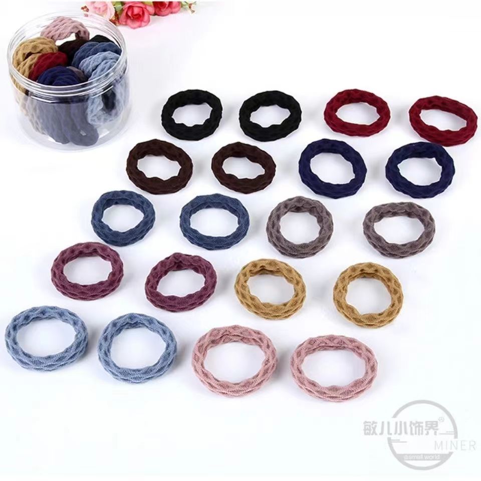 High-elasticity rubber bands, colored jacquard towel loops, seamless hair ties for adults, Korean thickened hair ties, hair accessories Application Scenario