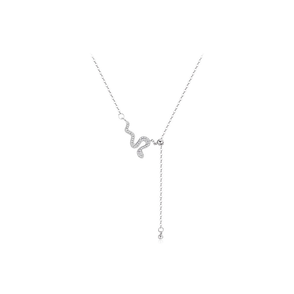 Snake-shaped diamond tassel necklace for women, light luxury, niche and versatile collarbone chain choker, high-end sweater chain accessory Item Picture