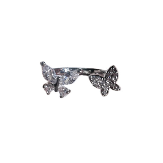 High-end butterfly zircon ring, a niche design for women, sweet and cool ins index finger ring, a cold style, individual and fashionable ring Item Picture