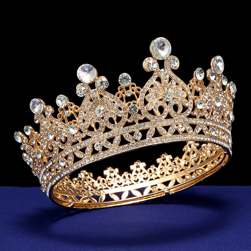 European-style court-style bride crown hair accessory, full circle of round rhinestones, Baroque European and American bride headwear factory direct sales Application Scenario