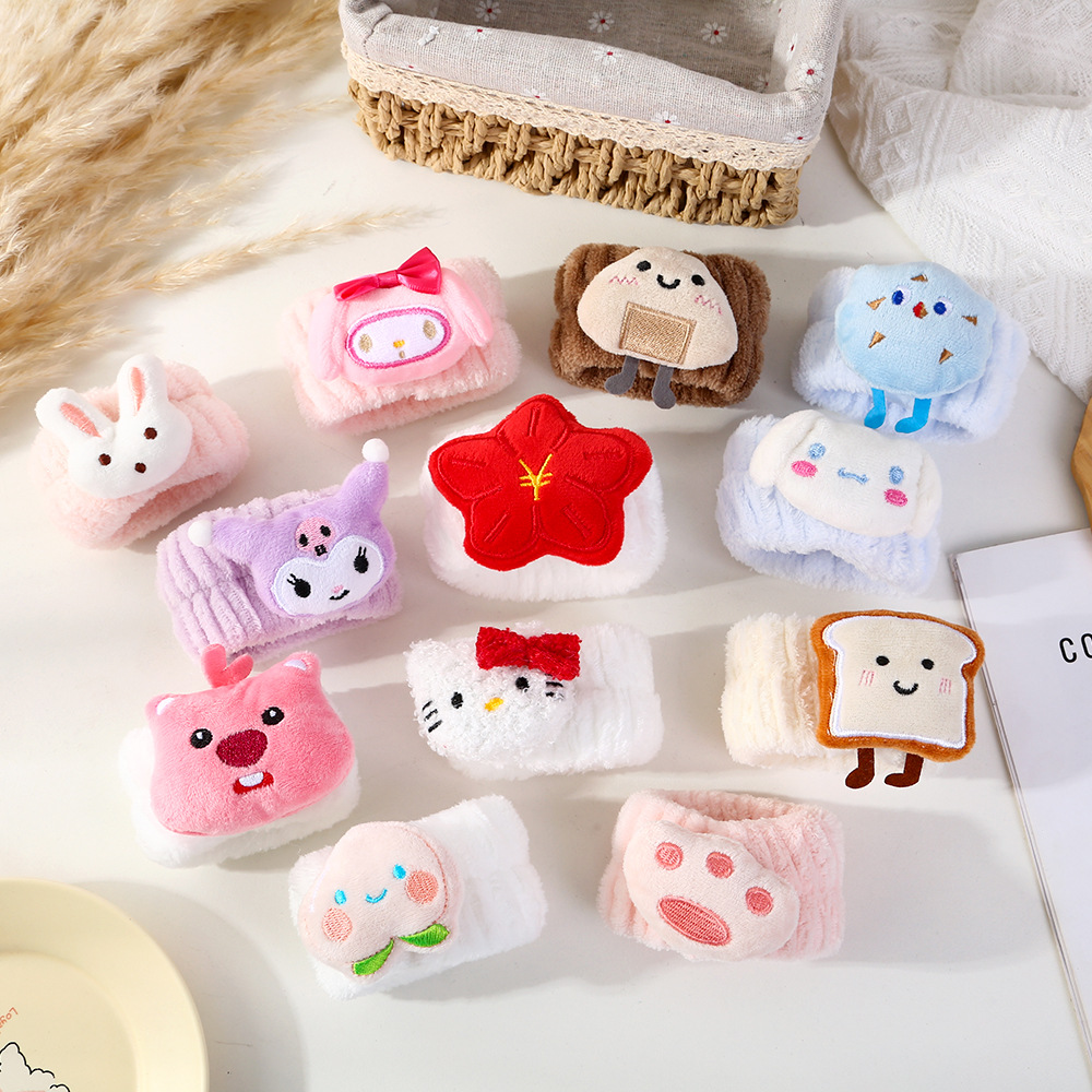 Cute cartoon, soft, water-absorbing wrist strap, waterproof and moisture-proof wonder, cuff wrist guard, wristband cover, sweat-absorbing for washing up details Picture