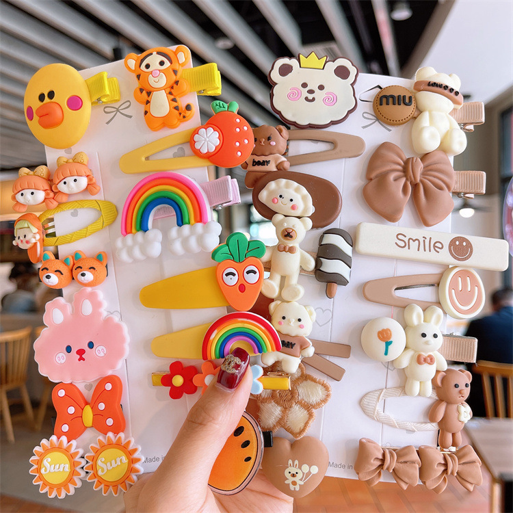 Children's internet-famous braided hair clips and hair accessories 2022 new style hair clips, cute cartoon baby hair clips and headwear Specification drawing